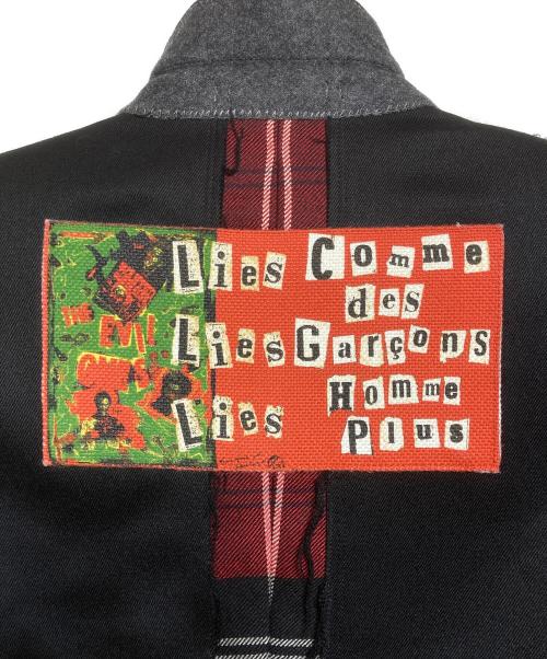 COMME des GARCONS HOMME PLUS（コムデギャルソンオムプリュス）COMME des GARCONS HOMME PLUS (コムデギャルソンオムプリュス) ェック柄切替テーラードジャケット ブラック サイズ:SSの古着・服飾アイテム