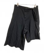 COMME des GARCONS HOMME PLUSコムデギャルソンオムプリュス）の古着「ポリエステル縮絨アシメサスペンダーショーツ」｜ブラック