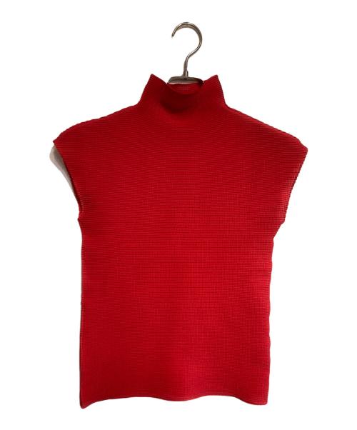 me ISSEY MIYAKE（ミーイッセイ ミヤケ）me ISSEY MIYAKE (ミーイッセイ ミヤケ) プリーツハイネックブラウス レッド サイズ:FREEの古着・服飾アイテム