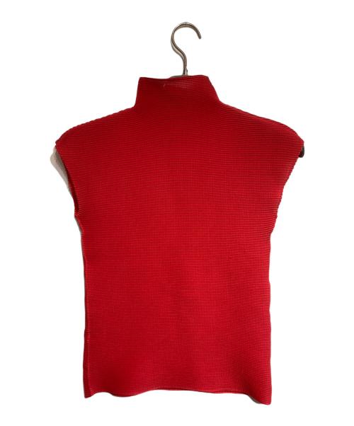 me ISSEY MIYAKE（ミーイッセイ ミヤケ）me ISSEY MIYAKE (ミーイッセイ ミヤケ) プリーツハイネックブラウス レッド サイズ:FREEの古着・服飾アイテム