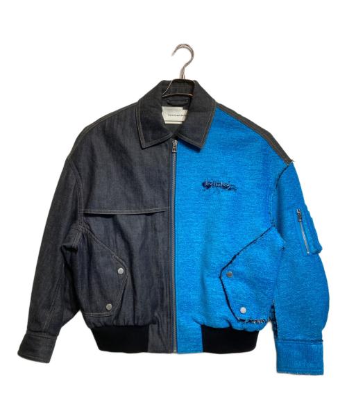 FenG CHen WANG（フェンチェンワン）FenG CHen WANG (フェンチェンワン) paneled jacket ブルー×ブラック サイズ:Ｍの古着・服飾アイテム