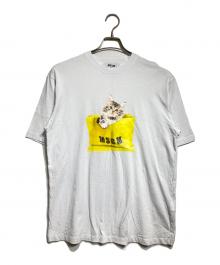 MSGM（エムエスジーエム）の古着「CAT LOGO BAG Tシャツ/キャットロゴTシャツ」｜ホワイト