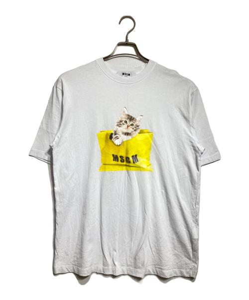 MSGM（エムエスジーエム）MSGM (エムエスジーエム) CAT LOGO BAG Tシャツ/キャットロゴTシャツ ホワイト サイズ:Sの古着・服飾アイテム