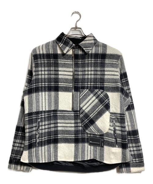 WE11DONE（ウェルダン）WE11DONE (ウェルダン) Grey Wool Plaid Anorak Jacket/グレーウールプラッドアノラックジャケット ホワイト×ブラック サイズ:Mの古着・服飾アイテム