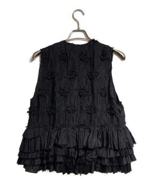 crinkle crinkle crinkle（クリンクル クリンクル クリンクル）crinkle crinkle crinkle (クリンクル クリンクル クリンクル) frill rayon shantung vest/フリルレーヨンシャンタンベスト ブラック サイズ:Fの古着・服飾アイテム