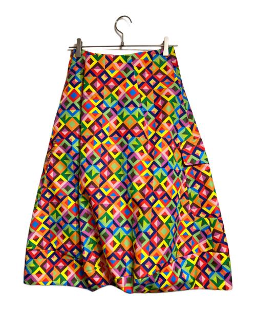 COMME des GARCONS（コムデギャルソン）COMME des GARCONS (コムデギャルソン) 幾何学模様 バルーンスカート レッド×オレンジ サイズ:Sの古着・服飾アイテム