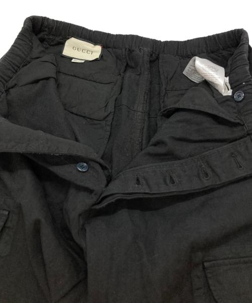 GUCCI（グッチ）GUCCI (グッチ) Flags Patch Cotton Cargo Trousers ブラック サイズ:48の古着・服飾アイテム