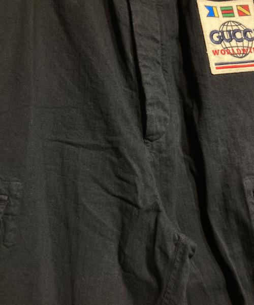 GUCCI（グッチ）GUCCI (グッチ) Flags Patch Cotton Cargo Trousers ブラック サイズ:48の古着・服飾アイテム