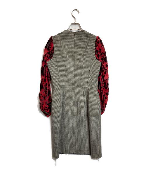 JUNYA WATANABE COMME des GARCONS（ジュンヤワタナベ コムデギャルソン）JUNYA WATANABE COMME des GARCONS ((ジュンヤワタナベ コムデギャルソン) シアー切替ワンピース ベージュ×レッド サイズ:Sの古着・服飾アイテム