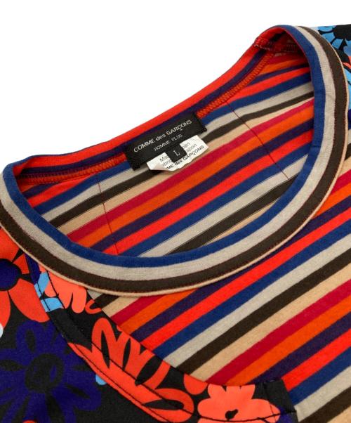 COMME des GARCONS HOMME PLUS（コムデギャルソンオムプリュス）COMME des GARCONS HOMME PLUS (コムデギャルソンオムプリュス) レイヤードボーダーロングカットソー レッド サイズ:Ｌの古着・服飾アイテム