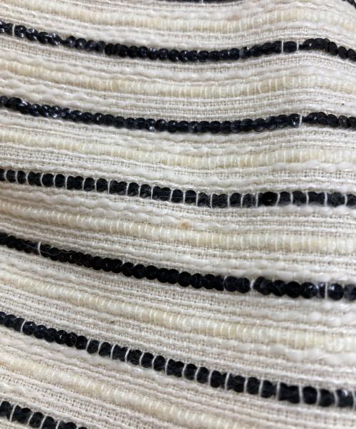 CHANEL（シャネル）CHANEL (シャネル) カメリア スパンコールボーダーノーカラージャケット ホワイト サイズ:38の古着・服飾アイテム