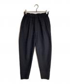ISSEY MIYAKEイッセイミヤケ）の古着「ボーダープリーツイージーパンツ」｜ブラック