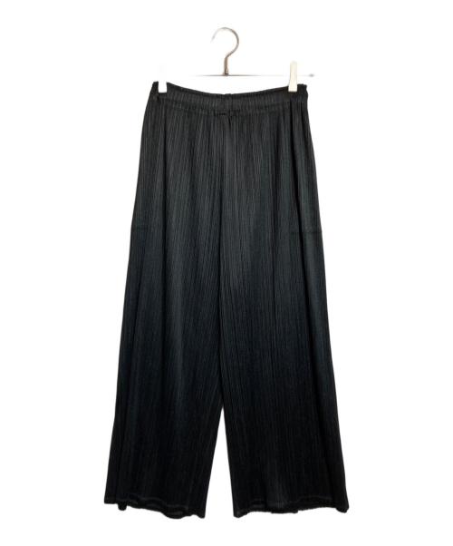 PLEATS PLEASE（プリーツプリーズ）PLEATS PLEASE (プリーツプリーズ) プリーツワイドスリットパンツ ブラック サイズ:3の古着・服飾アイテム