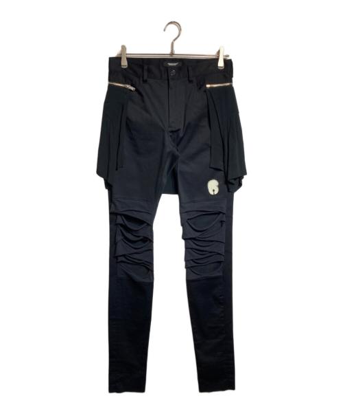 UNDERCOVER（アンダーカバー）UNDERCOVER (アンダーカバー) シャツドッキングパンツ/shirt parts docking pants ブラック サイズ:2の古着・服飾アイテム