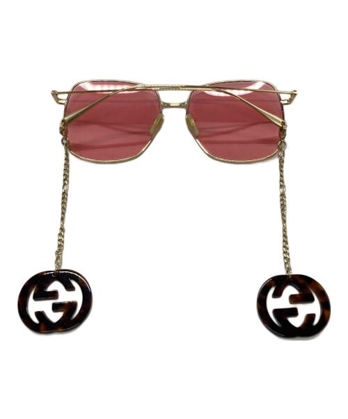 GUCCI（グッチ）GUCCI (グッチ) Includes Chain Sunglasses ピンク サイズ:59□16-145の古着・服飾アイテム