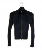 MM6 Maison Margielaエムエムシックスメゾンマルジェラ）の古着「LOGO RIBBED ZIP SWEATER」｜ブラック