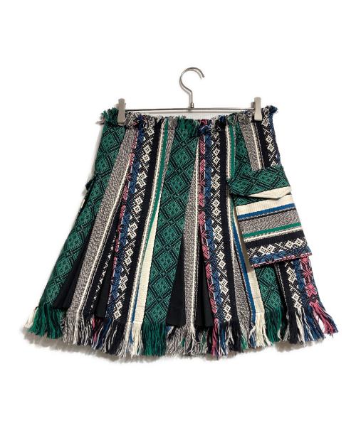 sacai（サカイ）sacai (サカイ) Rug Jacquard Knit Skirt/ラグジャカードニットスカート グリーン サイズ:2の古着・服飾アイテム