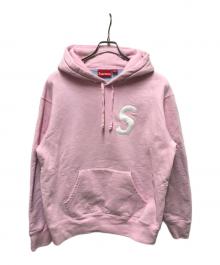 SUPREME（シュプリーム）の古着「S logo split hooded sweatshirt」｜ブルー×ピンク