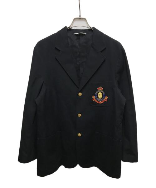 A BATHING APE（ア ベイシング エイプ）A BATHING APE (ア ベイシング エイプ) 胸ワッペン金ボタンブレザー ネイビー サイズ:XLの古着・服飾アイテム