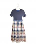 BLUE LABEL CRESTBRIDGEブルーレーベルクレストブリッジ）の古着「ストレッチテレココンビワンピース」｜ブラック×ブルー