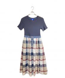 BLUE LABEL CRESTBRIDGE（ブルーレーベルクレストブリッジ）の古着「ストレッチテレココンビワンピース」｜ブラック×ブルー