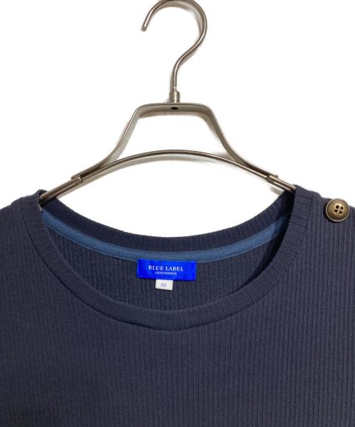 BLUE LABEL CRESTBRIDGE（ブルーレーベルクレストブリッジ）BLUE LABEL CRESTBRIDGE (ブルーレーベルクレストブリッジ) ストレッチテレココンビワンピース ブラック×ブルー サイズ:38の古着・服飾アイテム