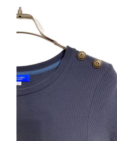 BLUE LABEL CRESTBRIDGE（ブルーレーベルクレストブリッジ）BLUE LABEL CRESTBRIDGE (ブルーレーベルクレストブリッジ) ストレッチテレココンビワンピース ブラック×ブルー サイズ:38の古着・服飾アイテム