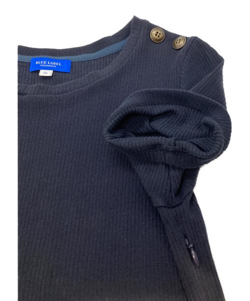 BLUE LABEL CRESTBRIDGE（ブルーレーベルクレストブリッジ）BLUE LABEL CRESTBRIDGE (ブルーレーベルクレストブリッジ) ストレッチテレココンビワンピース ブラック×ブルー サイズ:38の古着・服飾アイテム