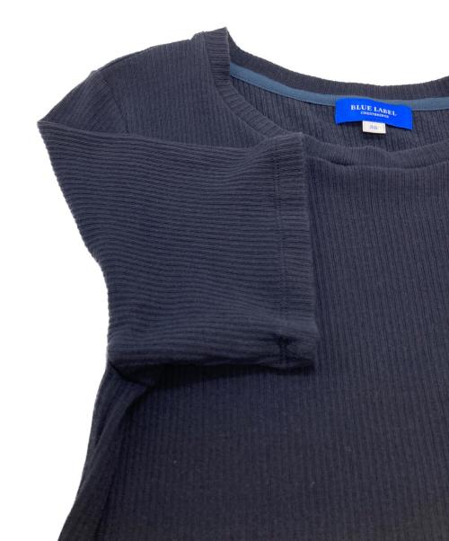 BLUE LABEL CRESTBRIDGE（ブルーレーベルクレストブリッジ）BLUE LABEL CRESTBRIDGE (ブルーレーベルクレストブリッジ) ストレッチテレココンビワンピース ブラック×ブルー サイズ:38の古着・服飾アイテム