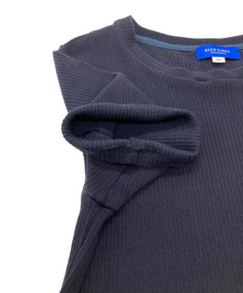 BLUE LABEL CRESTBRIDGE（ブルーレーベルクレストブリッジ）BLUE LABEL CRESTBRIDGE (ブルーレーベルクレストブリッジ) ストレッチテレココンビワンピース ブラック×ブルー サイズ:38の古着・服飾アイテム