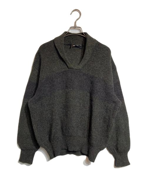 COMME des GARCONS HOMME PLUS（コムデギャルソンオムプリュス）COMME des GARCONS HOMME PLUS (コムデギャルソンオムプリュス) ラインスキッパーニット グリーン×ブラウン サイズ:FREEの古着・服飾アイテム