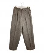 COMME des GARCONS HOMMEコムデギャルソン オム）の古着「ミックスウールタックワイドパンツ」｜グレー