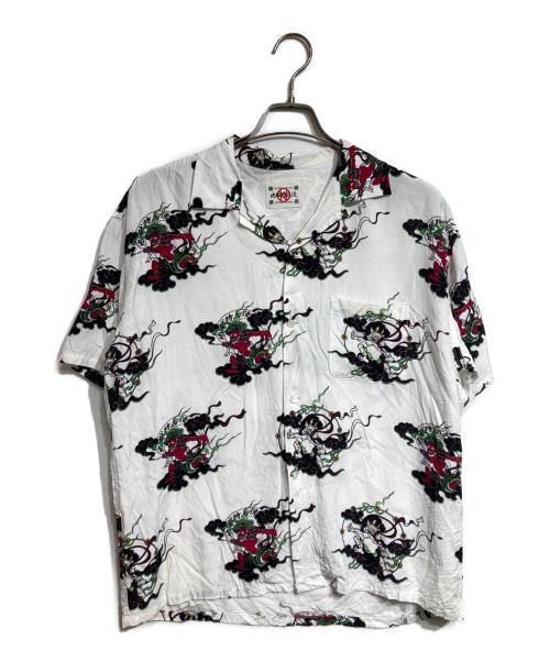 flagstuff（フラグスタフ）FLAGSTUFF (フラグスタフ) BUENA VISTA (ブエナビスタ) 風神雷神ハワイアンシャツ/Fujin and Raijin Aloha shirt ホワイト サイズ:Ｍの古着・服飾アイテム