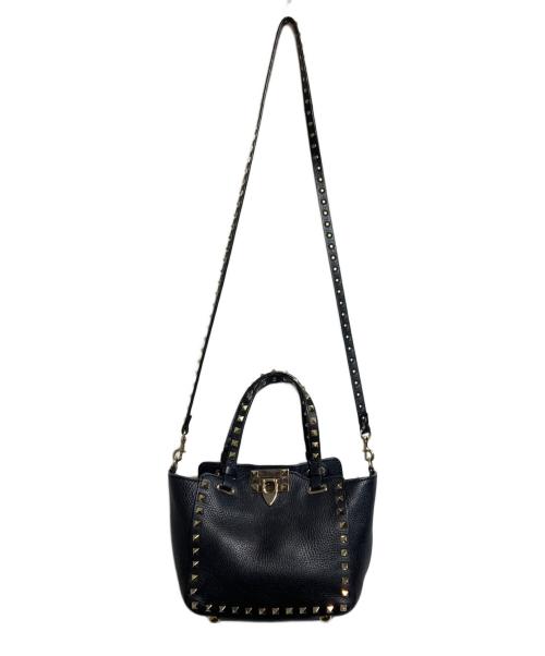 VALENTINO GARAVANI（ヴァレンティノ・ガラヴァーニ）VALENTINO GARAVANI (ヴァレンティノ・ガラヴァーニ) ロックスタッズ2WAYバッグ ブラックの古着・服飾アイテム