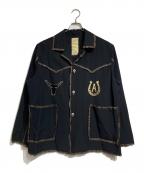 ANTHEMAアンセムエー）の古着「WOOL RAYON TROPICAL EMBROIDERY JACKET」｜ブラック