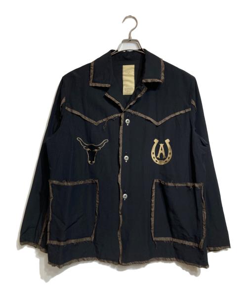 ANTHEMA（アンセムエー）ANTHEMA (アンセムエー) WOOL RAYON TROPICAL EMBROIDERY JACKET ブラック サイズ:Lの古着・服飾アイテム