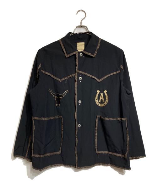 ANTHEMA（アンセムエー）ANTHEMA (アンセムエー) WOOL RAYON TROPICAL EMBROIDERY JACKET ブラック サイズ:Lの古着・服飾アイテム
