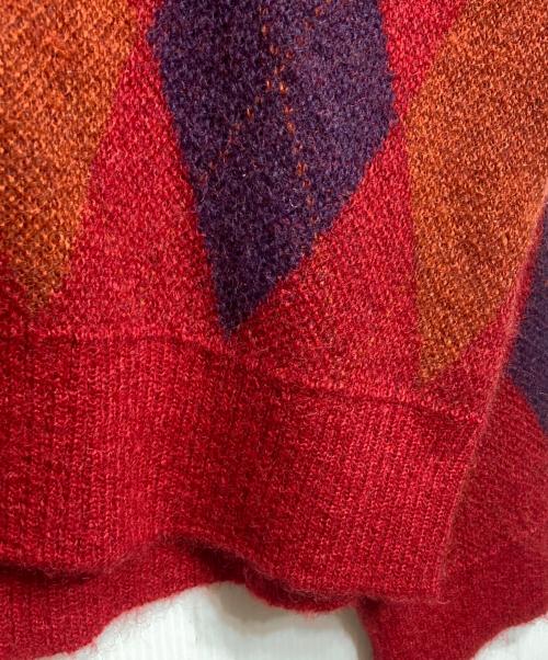 FACETASM（ファセッタズム）FACETASM (ファセッタズム) LEOPARD ARGYLE MOHAIR CARDIGAN/レオパードアーガイルモヘアカーディガン レッド サイズ:5の古着・服飾アイテム