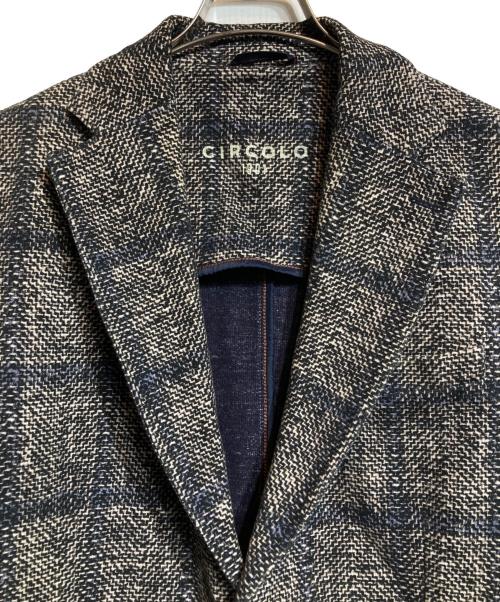CIRCOLO 1901（チルコロ1901）Circolo 1901 (チルコロ1901) ウインドペン プリント ジャージー ジャケット ネイビー×ベージュ サイズ:48の古着・服飾アイテム