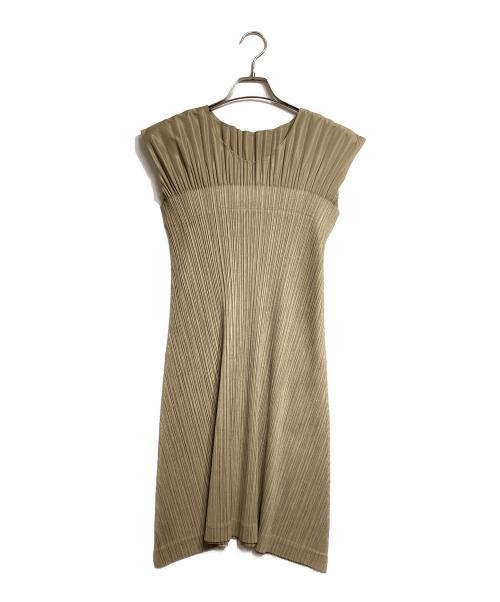 PLEATS PLEASE（プリーツプリーズ）PLEATS PLEASE (プリーツプリーズ) プリーツノースリーブワンピース/Pleated sleeveless dress オリーブ サイズ:2の古着・服飾アイテム