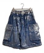 CLESSTEクレスト）の古着「SILVER PRINT VINTAGE WASH SELVEDGE DENIM CITY MILITARY HALF PANTS/ハーフパンツ」｜インディゴ