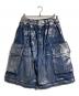 CLESSTE（クレスト）の古着「SILVER PRINT VINTAGE WASH SELVEDGE DENIM CITY MILITARY HALF PANTS/ハーフパンツ」｜インディゴ