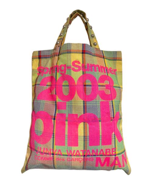 JUNYA WATANABE COMME des GARCONS MAN PINK（ジュンヤワタナベ コムデギャルソンマン ピンク）JUNYA WATANABE COMME des GARCONS MAN PINK (ジュンヤワタナベ コムデギャルソンマン ピンク) 10 corso como (ディエチ コルソコモ) スタッズロゴプリントトート ピンクの古着・服飾アイテム