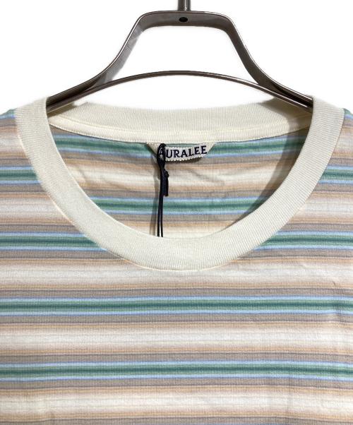 AURALEE（オーラリー）AURALEE (オーラリー) GRADIENT STRIPE JERSEY TEE/グラデーションストライプ（ボーダー）ジャージTシャツ ブラウン×ブルー サイズ:5の古着・服飾アイテム