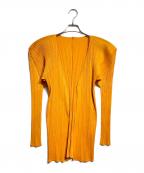 PLEATS PLEASEプリーツプリーズ）の古着「プリーツカーディガン / Pleated Cardigan」｜オレンジ