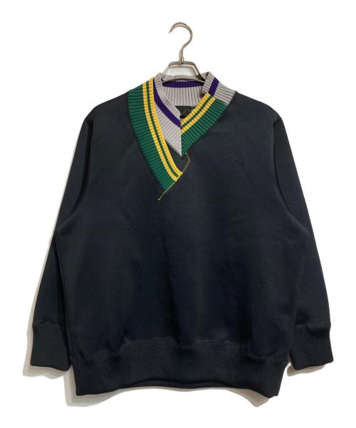 KOLOR（カラー）KOLOR (カラー) P/R/P MIX V-NECK SWEAT ブラック サイズ:1の古着・服飾アイテム