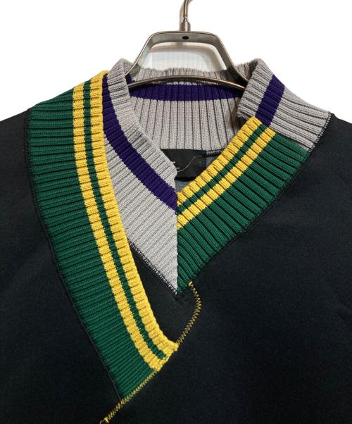 KOLOR（カラー）KOLOR (カラー) P/R/P MIX V-NECK SWEAT ブラック サイズ:1の古着・服飾アイテム