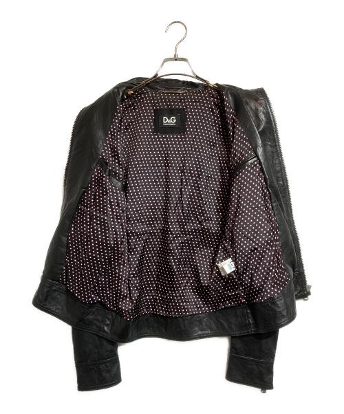 DOLCE & GABBANA（ドルチェ＆ガッバーナ）DOLCE & GABBANA (ドルチェ＆ガッバーナ) レザーブルゾン ブラック サイズ:46の古着・服飾アイテム