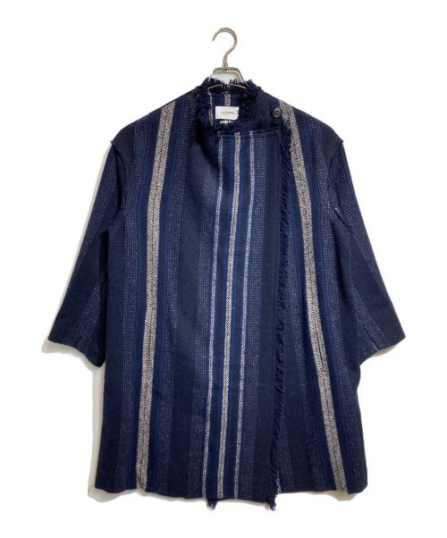 ISABEL ETOILE（イザベルマランエトワール）ISABEL ETOILE (イザベルマランエトワール) ストライプロングコート ネイビー サイズ:34の古着・服飾アイテム