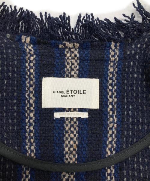 ISABEL ETOILE（イザベルマランエトワール）ISABEL ETOILE (イザベルマランエトワール) ストライプロングコート ネイビー サイズ:34の古着・服飾アイテム